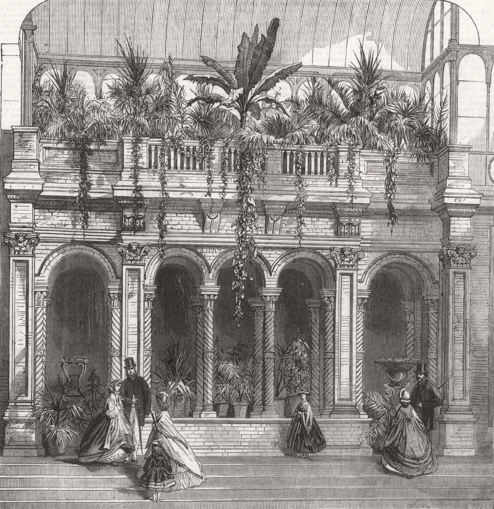 LONDON. Gardens, South Kensington 1861 old antique vintage print picture